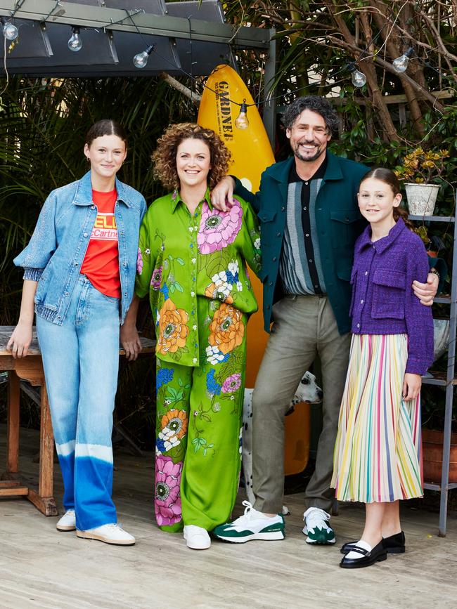 (L-R) Lily, Jane Hyland, Colin Fassnidge and Maeve. Picture: Daniel Nadel for Stellar