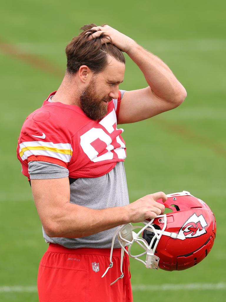 Many NFL fans said it was a “bad look” and he looked like he wasn’t putting enough focus on the upcoming Super Bowl. Picture: Gregory Shamus/Getty Images