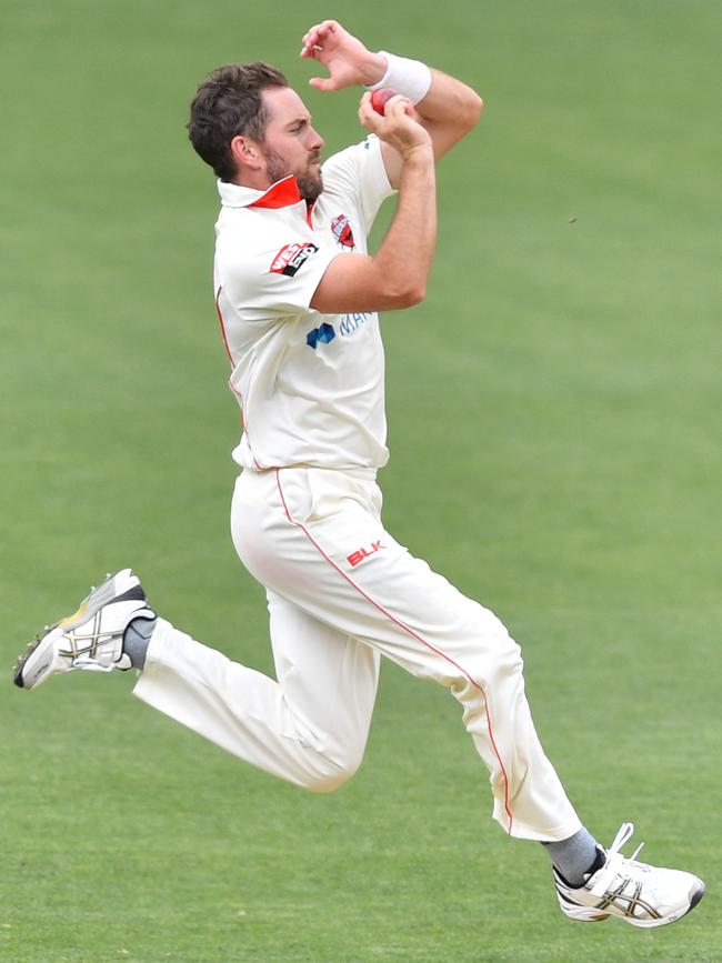 Chadd Sayers in action for South Australia in a Sheffield Shield match against Western Australia at Adelaide Oval in 2020. Picture: David Mariuz/AAP