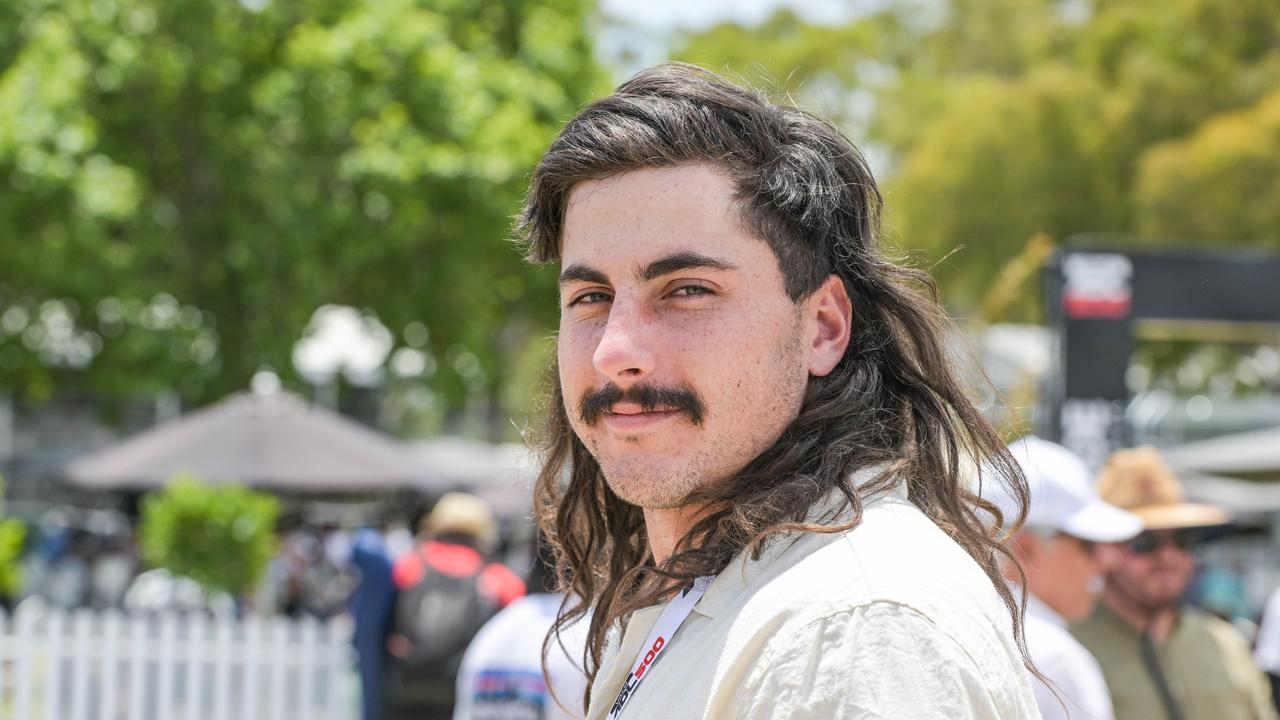 Port Adelaide footballer Lachie Jones vying for best mullet at the VALO Adelaide 500. Picture: Brenton Edwards