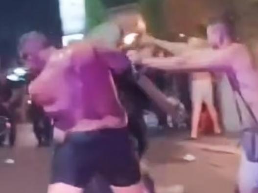 Shocking video has emerged of a violent brawl involving foreigners at a popular Bali beach club. Video: medsoszone