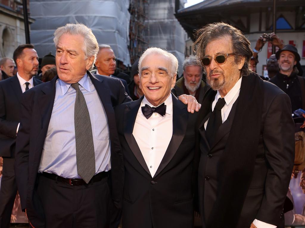 Martin Scorsese (centre) with Robert DeNiro (left) and Al Pacino. Picture: Lia Toby/Getty Images