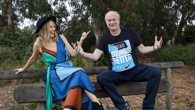 Kylie Minogue and Michael Gudinski in Mallacoota. pic credit: Mushroom Group