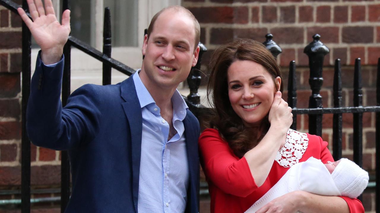 William and Kate with a newborn Prince Louis. Picture: Isabel Infantes/AFP