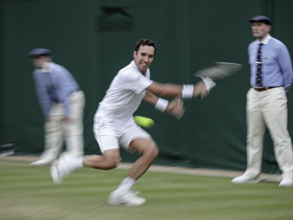 Kazakhstan's Mikhail Kukushkin. (AP Photo/Ben Curtis)