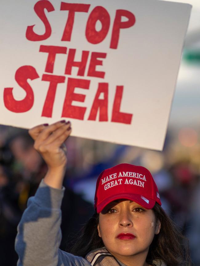 Supporters of US President Donald Trump rally in California. Picture: David McNew