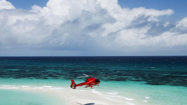 Nautilus Aviation at Vlasoff Cay on the Great Barrier Reef off Cairns. Picture: Sean Davey