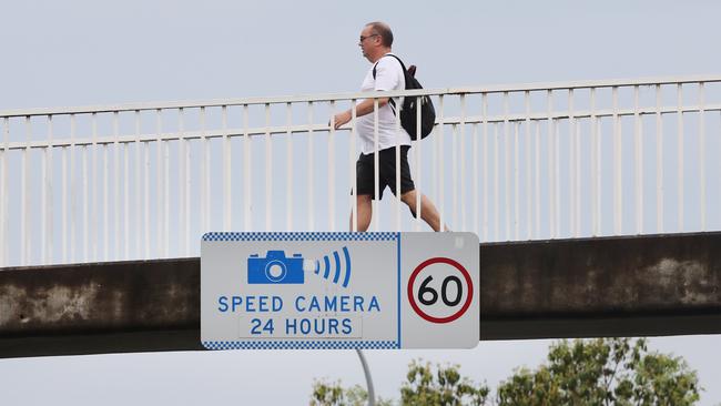 Pictured is a speed camera warning sign in Kings Cross. Picture: Richard Dobson