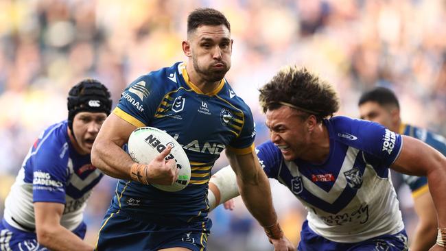 Ryan Matterson busts open the Bulldogs’ defence. Picture: Matt Blyth/Getty Images