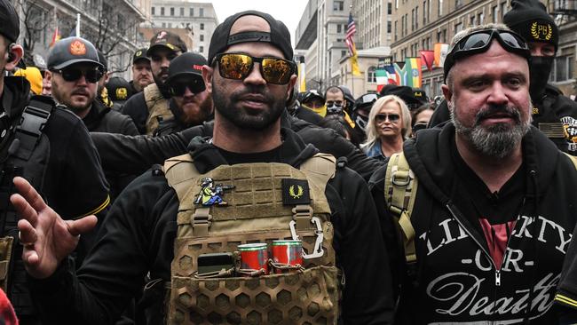 Proud Boys leader Enrique Tarrio, left, has been arrested. Picture: AFP