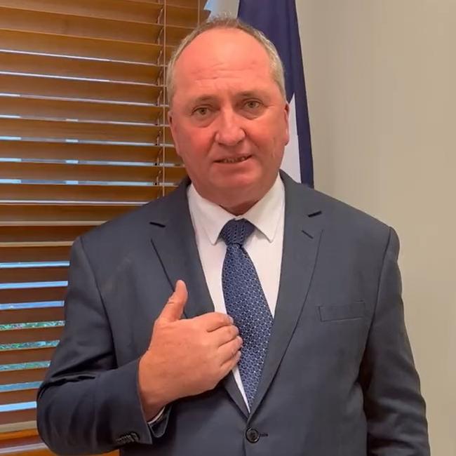 Barnaby Joyce following his loss in the National Party ballot. Picture: Twitter