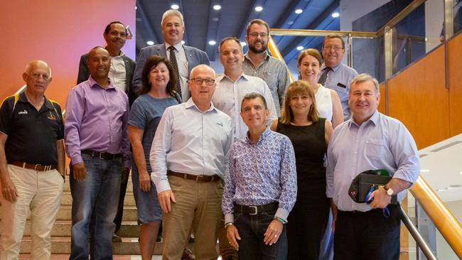 Cairns mayor Bob Manning (left) with other Queensland mayors at the Local Government Association of Queensland annual conference in Cairns. Picture: TWITTER