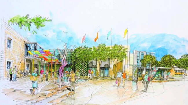 An artist impression of upgrades to Woodville Rd, outside the Charles Sturt Council civic centre.