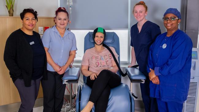 Milica Milutinovic with staff from the Sydney Southwest Oncology Day Unit. Picture: Tommy Larkin from Bastion