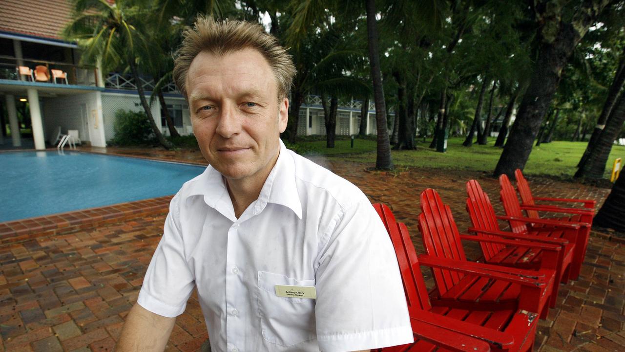 Anthony Cleary sits on the iconic red chairs which were a symbol of the resort.