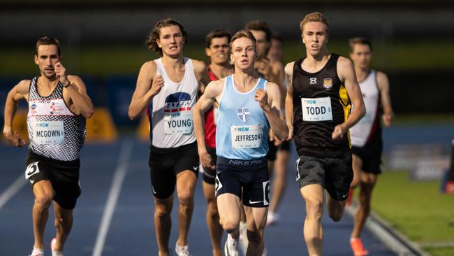 Charlie Jefrferson from Hunters Hill winning the 800m.