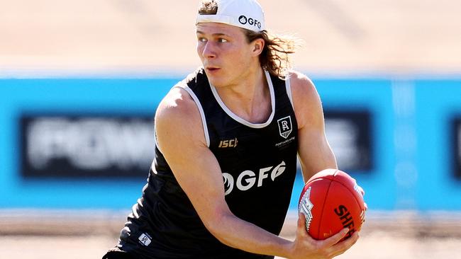 Xavier Duursma in full flight during Port Adelaide’s training session. Picture: Getty Images