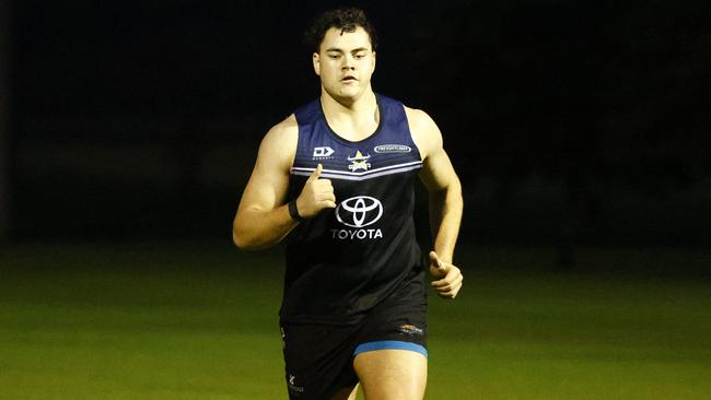 Jason Hallie trains with the Cairns Marlins representative rugby league team ahead of the State Challenge final match. Picture: Brendan Radke