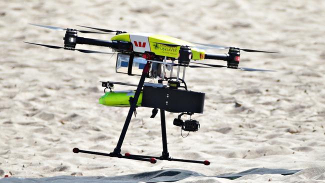 The Westpac Little Ripper lifesaver drone. Picture: Adam Yip.