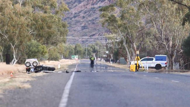 Part of the Ross Highway was closed after a fatal crash .(CREDIT: ABC News - Samantha Jonscher)