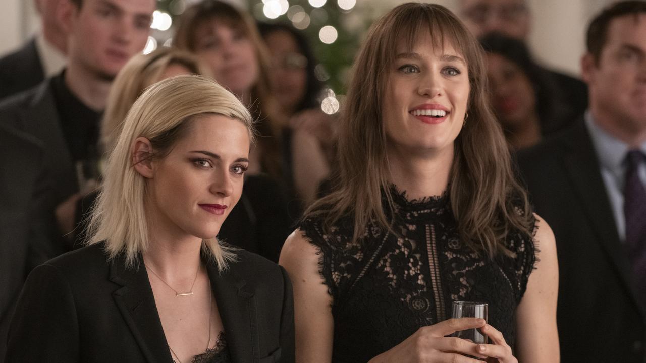 Kristen Stewart and Mackenzie Davis in Happiest Season.