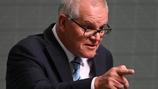 CANBERRA, AUSTRALIA - NOVEMBER 30: Scott Morrison MP during a censure motion over the secret minister scandal in the House of Reps at Parliament House in Canberra. Picture: NCA NewsWire / Martin Ollman