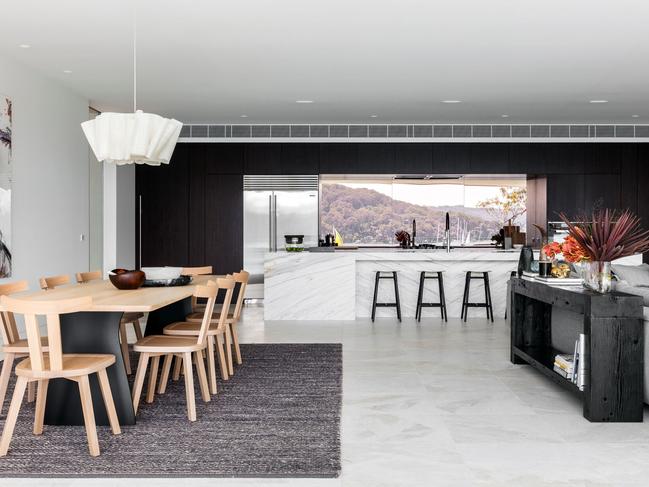 The kitchen reflects the view of Pittwater.