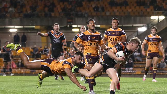 Harry Grant has completely changed the Wests Tigers attack, scoring a try and playing a role in several more. Picture: Getty Images.