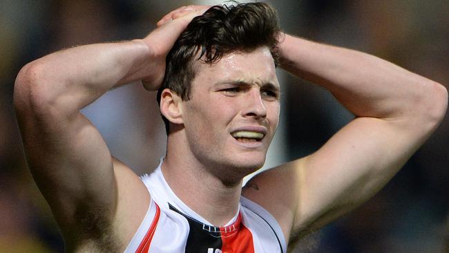 Painful blow: Saint Dylan Roberton was hospitalised after an indoor cricket session gone wrong. Picture: Daniel Wilkins