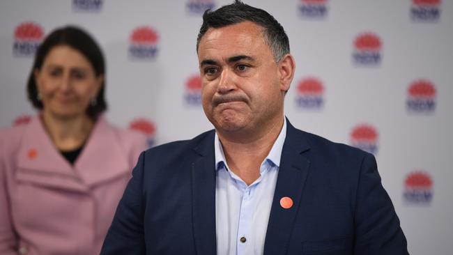 John Barilaro and his supporters are accused of deliberately undermining the Morrison government’s bid to reclaim a prized marginal seat. Picture: AAP