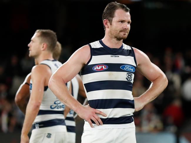 Patrick Dangerfield remains on ice. Picture: Michael Willson/AFL Photos via Getty Images