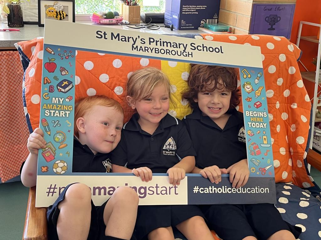 The Prep students enjoying their first day St Mary's Catholic Primary School.