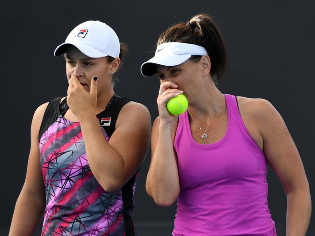 Great mate and doubles partner Ash Barty (L) with Casey Dellacqua.