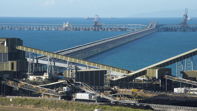 Dalrymple Bay Coal Terminal coal stock yard. Picture: Daryl Wright.