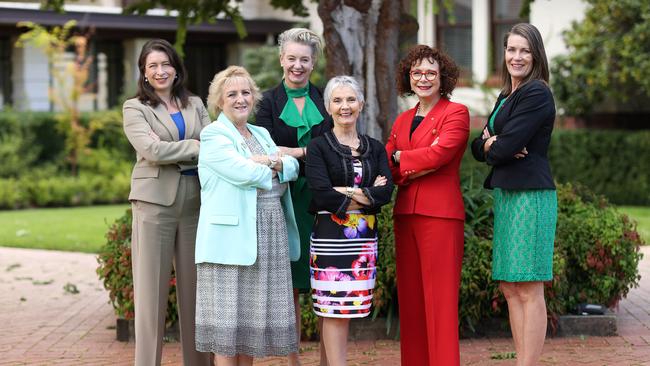 Susan McDonald, Michelle Landry, Kay Hull, Bridget McKenzie, Anne Webster and Perrin Davey. Picture: NCA NewsWire / Gary Ramage