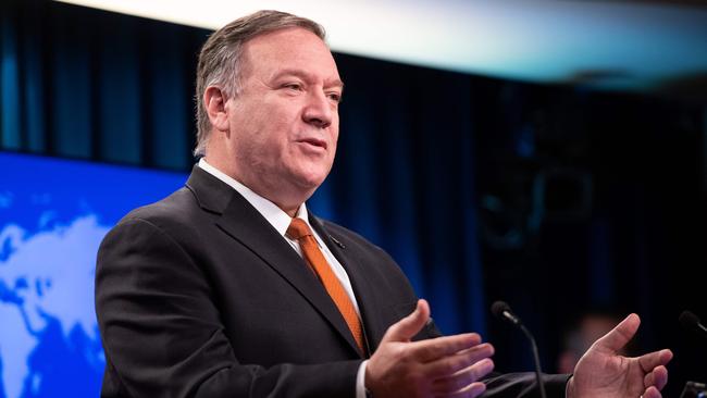 ‘It is intentional and it is ongoing’: Mike Pompeo on Wednesday. Picture: AFP