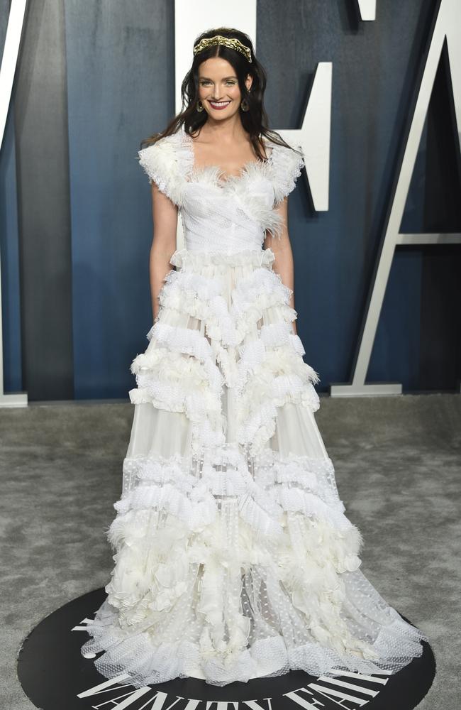 Lydia Hearst arrives at the Vanity Fair Oscar Party on Sunday, Feb. 9, 2020, in Beverly Hills, Calif. (Photo by Evan Agostini/Invision/AP)