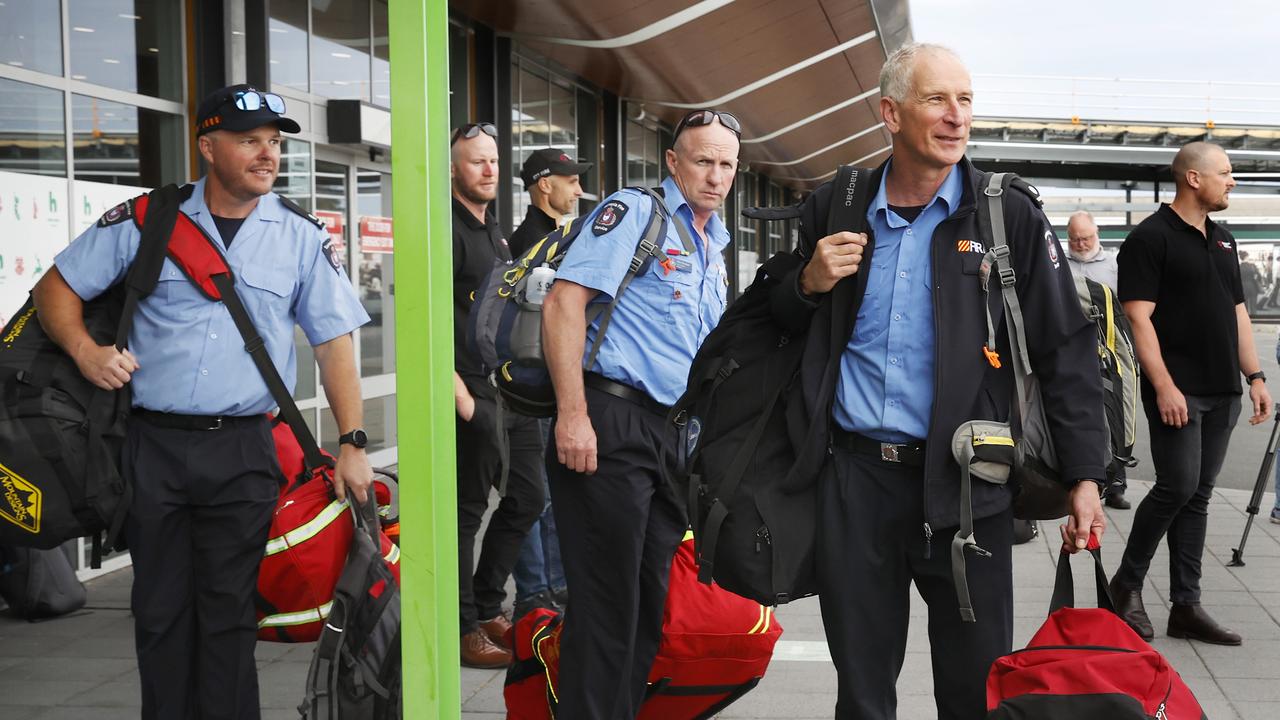 Tasmania Fire Service volunteers Jonathon Belbin Rokeby Fire Brigade, Dale Nicolson Kingston Fire Brigade and Chris Allfree Taroona Fire Brigade who are all remote area trained. Tasmania Fire Service firefighters are heading to Victoria to assist with fighting bushfires as conditions worsen. Picture: Nikki Davis-Jones