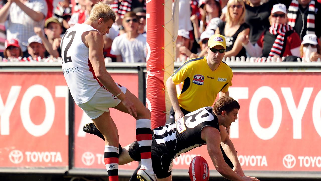 The moment that lives forever in Nick Riewoldt’s mind. Picture: Colleen Petch