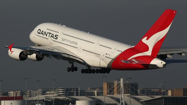 A Qantas A380 takes-off at Sydney Airport. Picture: Getty