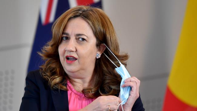 Premier Annastacia Palaszczuk is asking Queenslanders to remain vigilant despite signs the Omicron wave has peaked in some metro regions. Picture: NCA NewsWire / John Gass