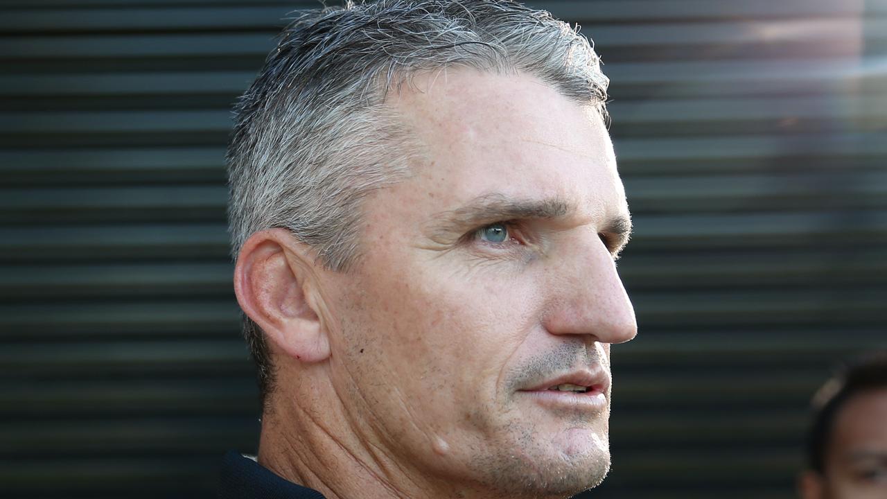 Penrith Panthers head coach Ivan Cleary pictured addressing the media after Phil Gould’s redundancy. Picture: Richard Dobson