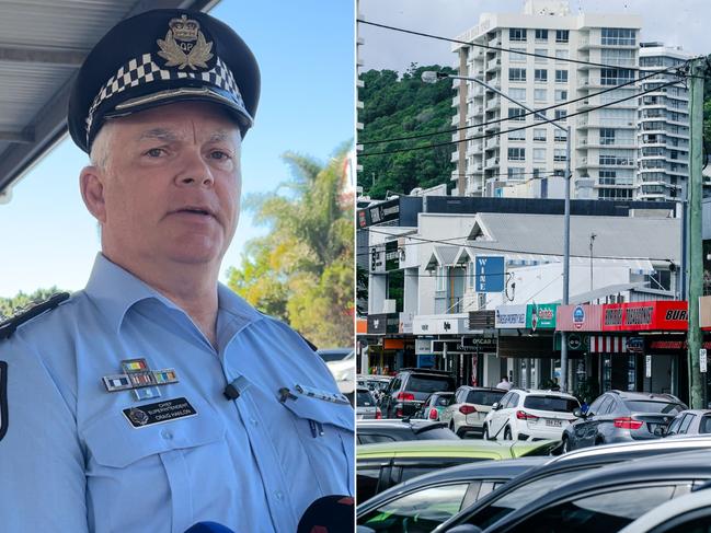 Chief Superindent Craig Hanlon speaking at Mudgeeraba Police Station. Picture: Keith Woods.