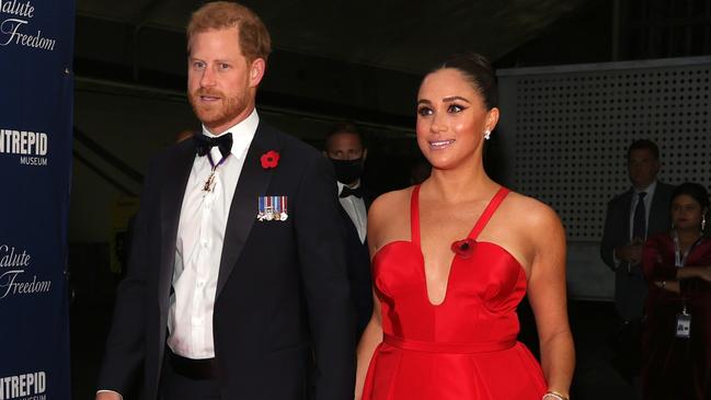 Prince Harry, Duke of Sussex and Meghan, Duchess of Sussex attend the 2021 Salute To Freedom Gala at Intrepid Sea-Air-Space Museum in New York City.