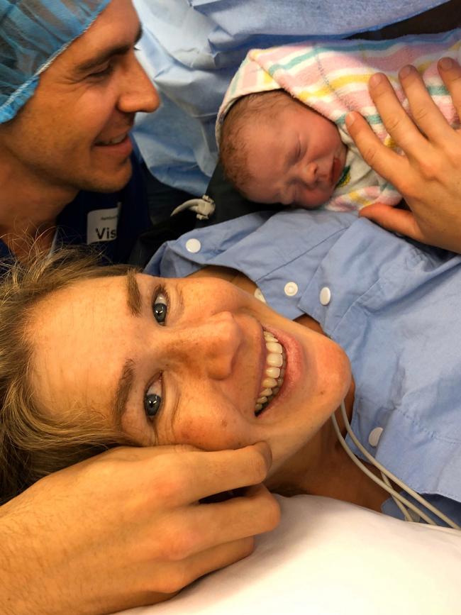 Jessica Trengove husband Dylan Stenson and baby Billy. Picture: Supplied by Jessica Trengove