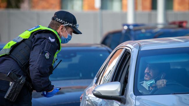 Victoria Police officers have been served up some shocking excuses by people flouting lockdown laws. Picture: Mark Stewart