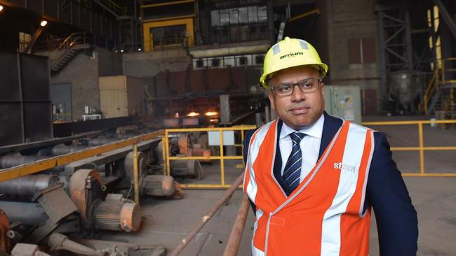 British industrialist Sanjeev Gupta at the Whyalla steelworks in 2017.