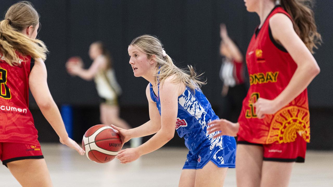 Millie Natalier of Toowoomba Mountaineers against Moreton Bay Suns in SQJBC U18 Women round 3 basketball at Toowoomba Grammar School, Sunday, October 20, 2024. Picture: Kevin Farmer