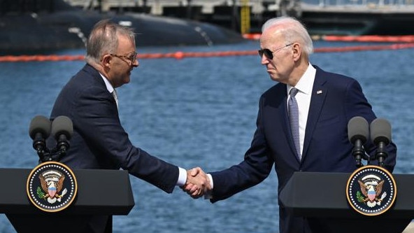 Anthony Albanese and US President Joe Biden in San Diego in March. Picture: Getty Images