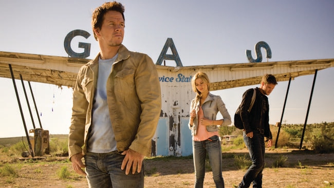 Grittier tone ... Wahlberg with Nicola Peltz and Jack Reynor.